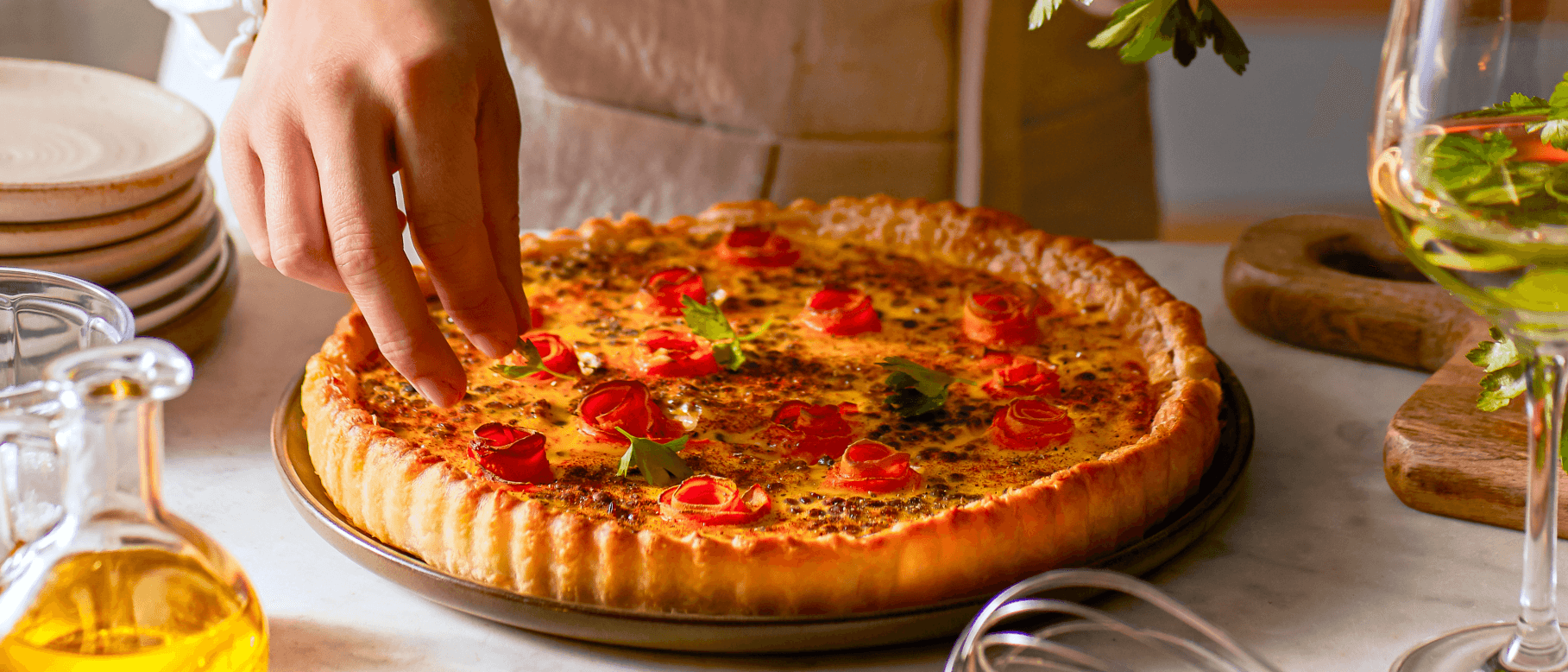 Quiche d’hiver aux rouleaux de carottes, aux lentilles et à la ricotta