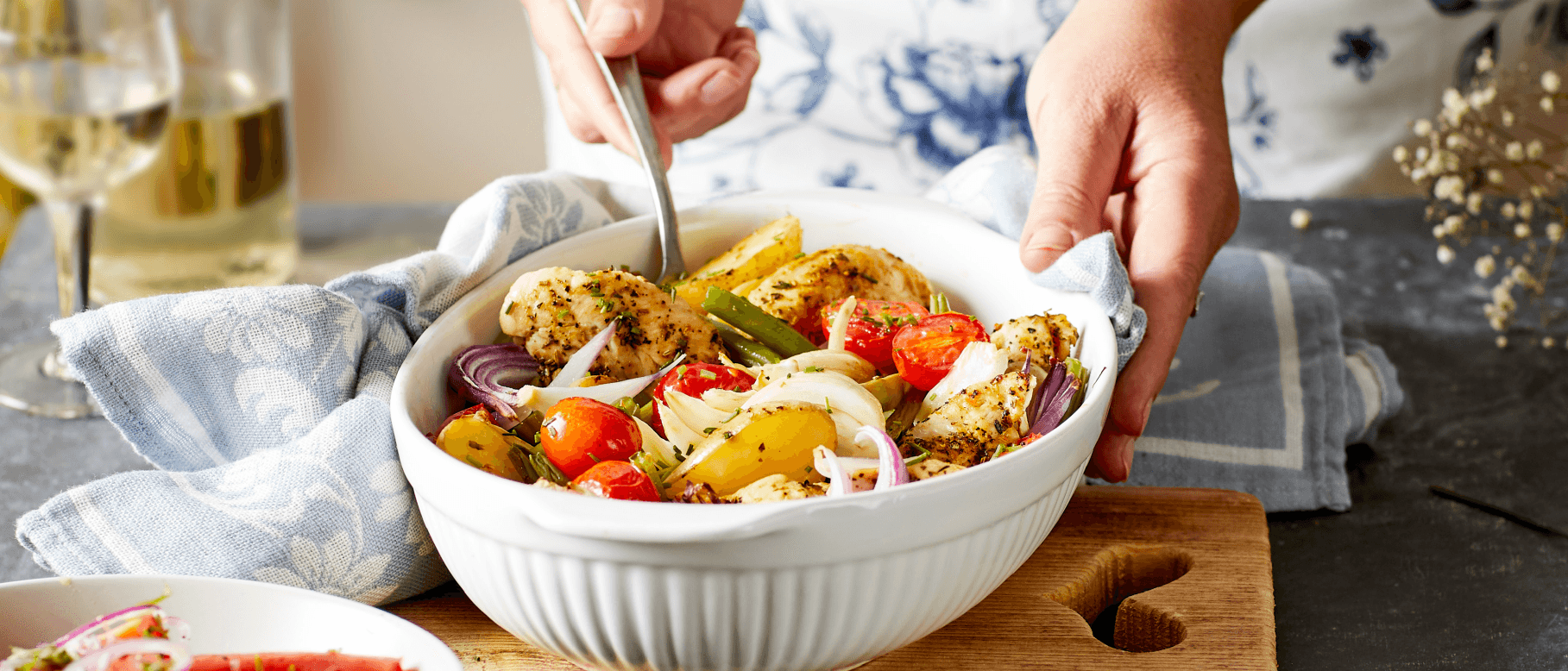 Poulet aux légumes de printemps et grenailles