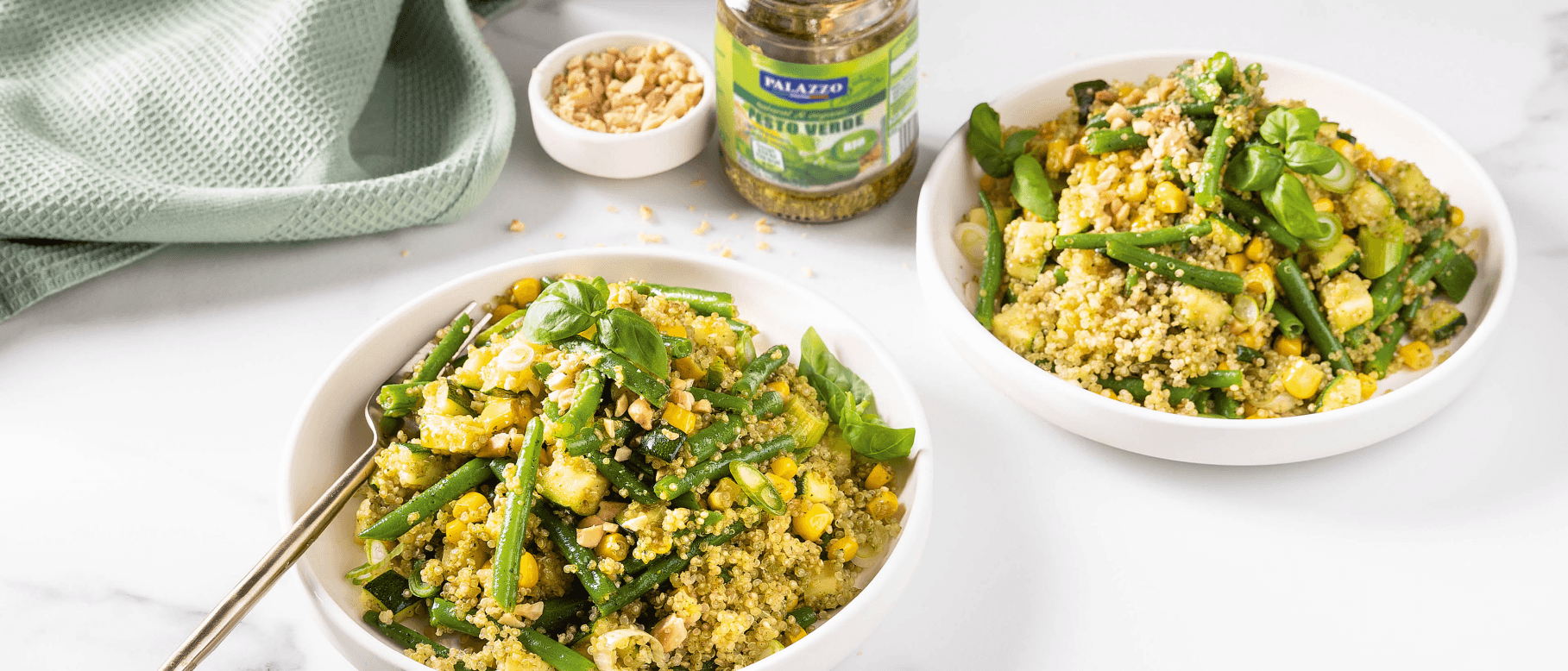 Salade de quinoa au pesto vert et au maïs